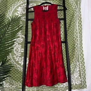 🌹 90s Vintage Red Satin Daisy Mini Dress